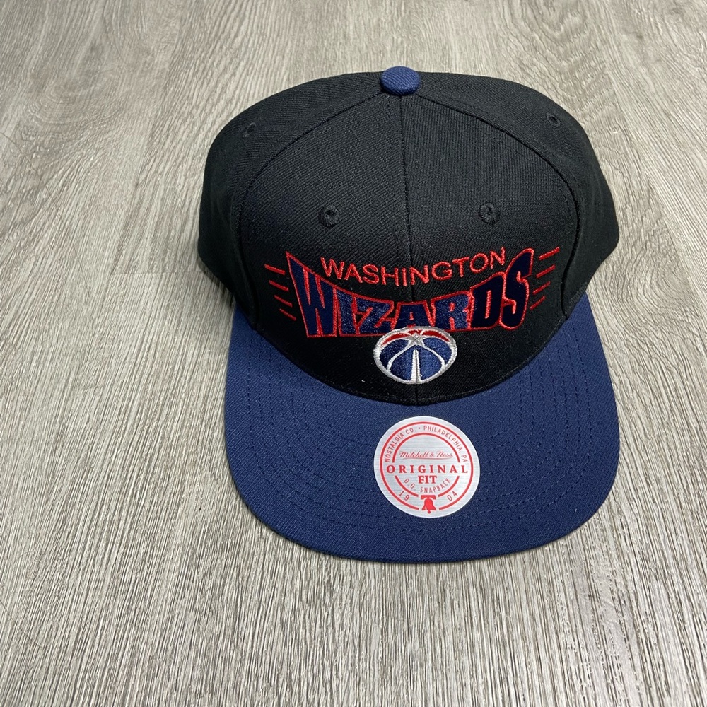 Washington Wizards Mitchell and Ness SnapBack Hat Mens Size Adjustable Black NWT